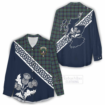 Stephenson (Stevenson) Tartan Women's Casual Shirt Featuring Thistle and Scotland Map - Tartan Vibes Clothing