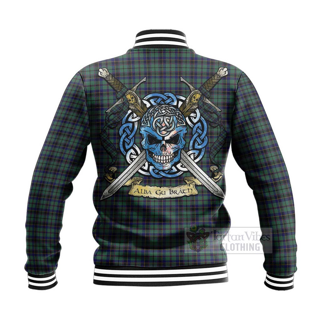 Stephenson (Stevenson) Tartan Baseball Jacket with Family Crest Celtic Skull Style - Tartan Vibes Clothing