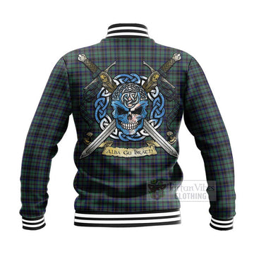 Stephenson (Stevenson) Tartan Baseball Jacket with Family Crest Celtic Skull Style - Tartan Vibes Clothing