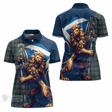 Stephenson (Stevenson) Tartan Family Crest Women's Polo Shirt with Scottish Majestic Lion - Tartan Vibes Clothing