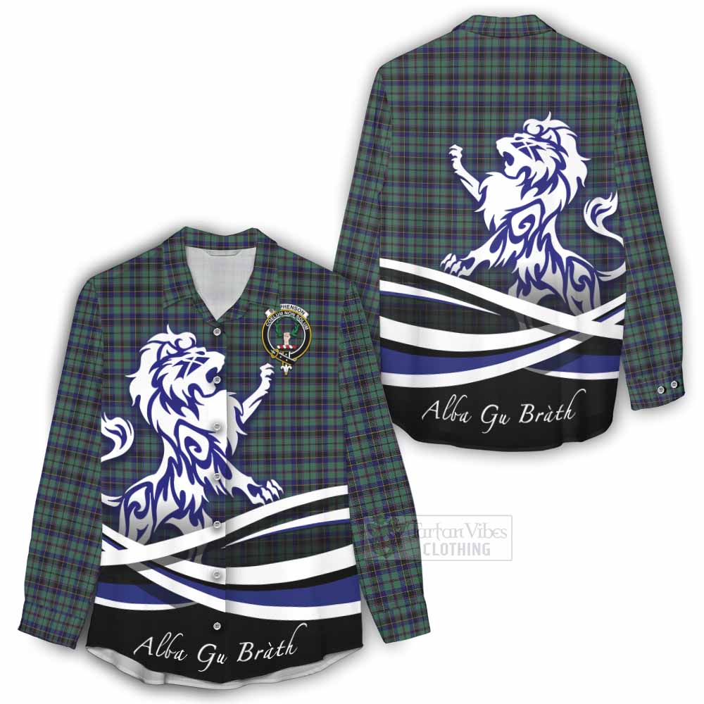 Stephenson (Stevenson) Tartan Women's Casual Shirt with Alba Gu Brath Regal Lion Emblem - Tartan Vibes Clothing