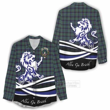 Stephenson (Stevenson) Tartan Women's Casual Shirt with Alba Gu Brath Regal Lion Emblem - Tartan Vibes Clothing
