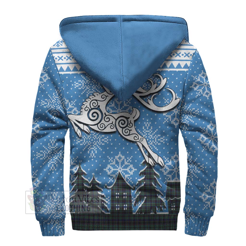 Stephenson (Stevenson) Clan Christmas Sherpa Hoodie Celtic Reindeer Style - Tartan Vibes Clothing