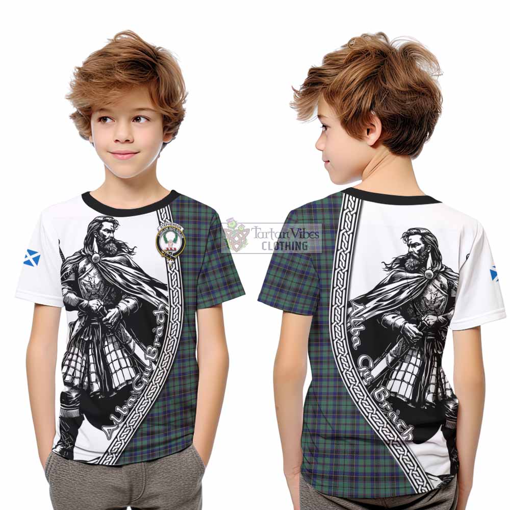 Stephenson (Stevenson) Tartan Clan Crest Kid T-Shirt with Highlander Warrior Celtic Style - Tartan Vibes Clothing