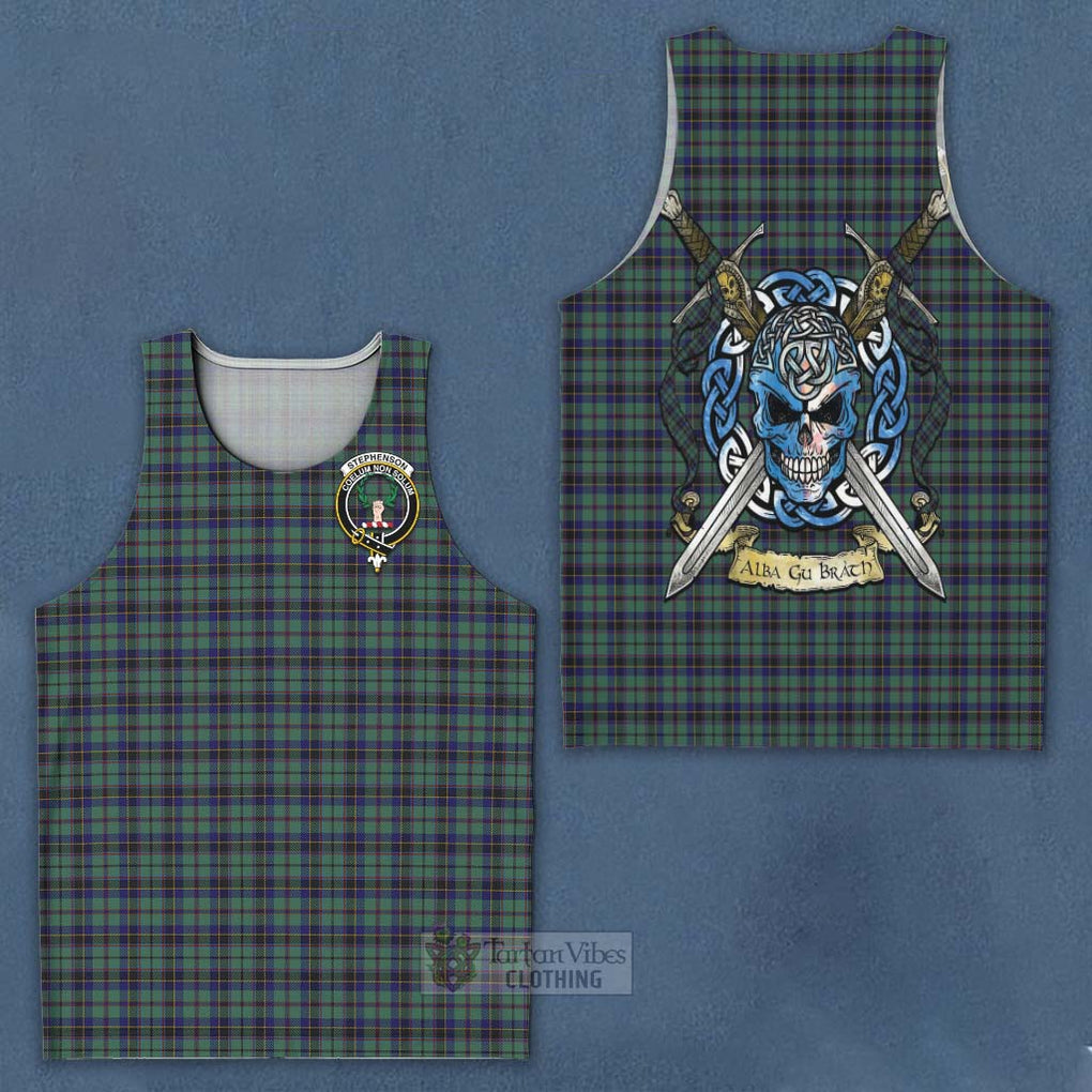 Stephenson (Stevenson) Tartan Men's Tank Top with Family Crest Celtic Skull Style - Tartan Vibes Clothing