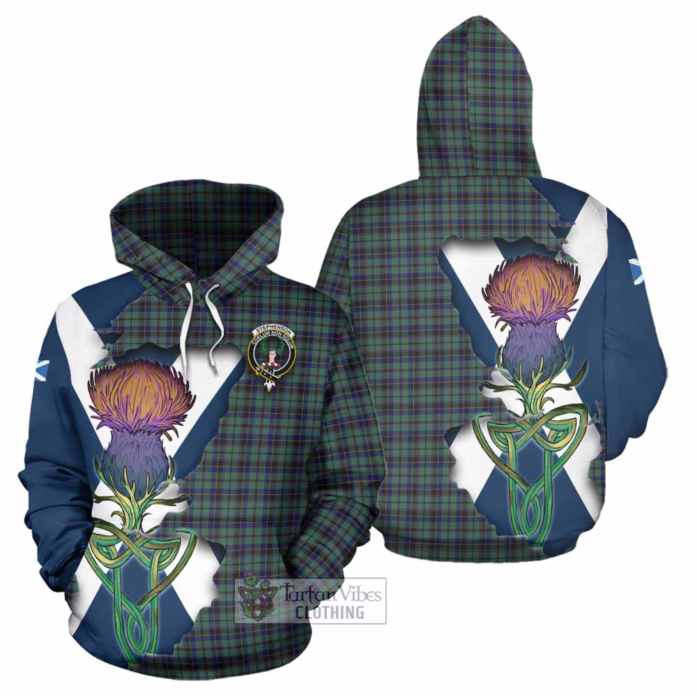 Tartan Vibes Clothing Stephenson (Stevenson) Tartan Family Crest Hoodie Scottish Thistle Celtic Inspired