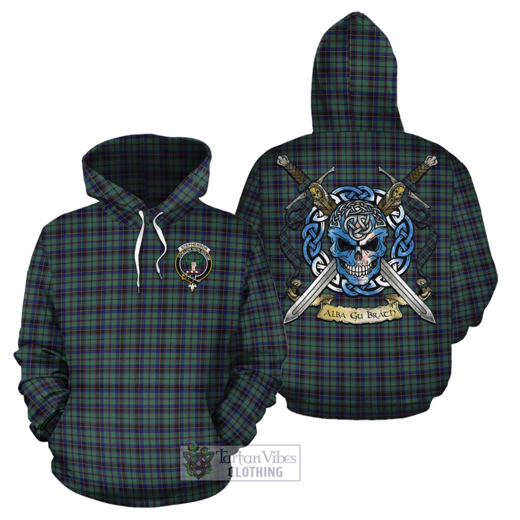 Stephenson (Stevenson) Tartan Cotton Hoodie with Family Crest Celtic Skull Style Zip Hoodie - Tartan Vibes Clothing