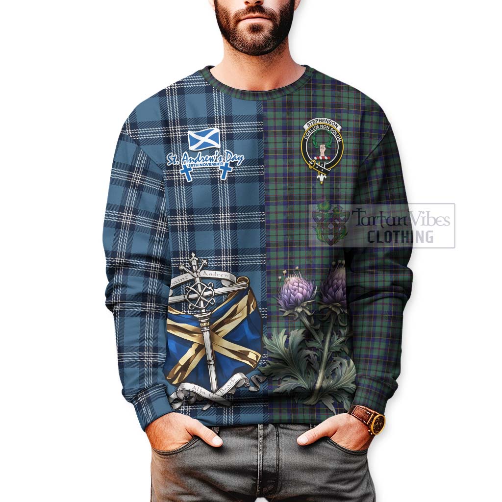 Stephenson (Stevenson) Tartan Sweatshirt Happy St. Andrew's Day Half Tartan Style - Tartan Vibes Clothing