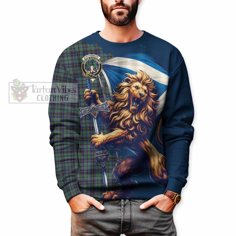 Stephenson (Stevenson) Tartan Family Crest Sweatshirt with Scottish Majestic Lion - Tartan Vibes Clothing