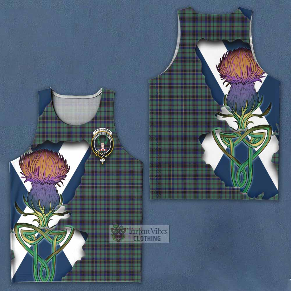 Tartan Vibes Clothing Stephenson (Stevenson) Tartan Family Crest Men's Tank Top Scottish Thistle Celtic Inspired