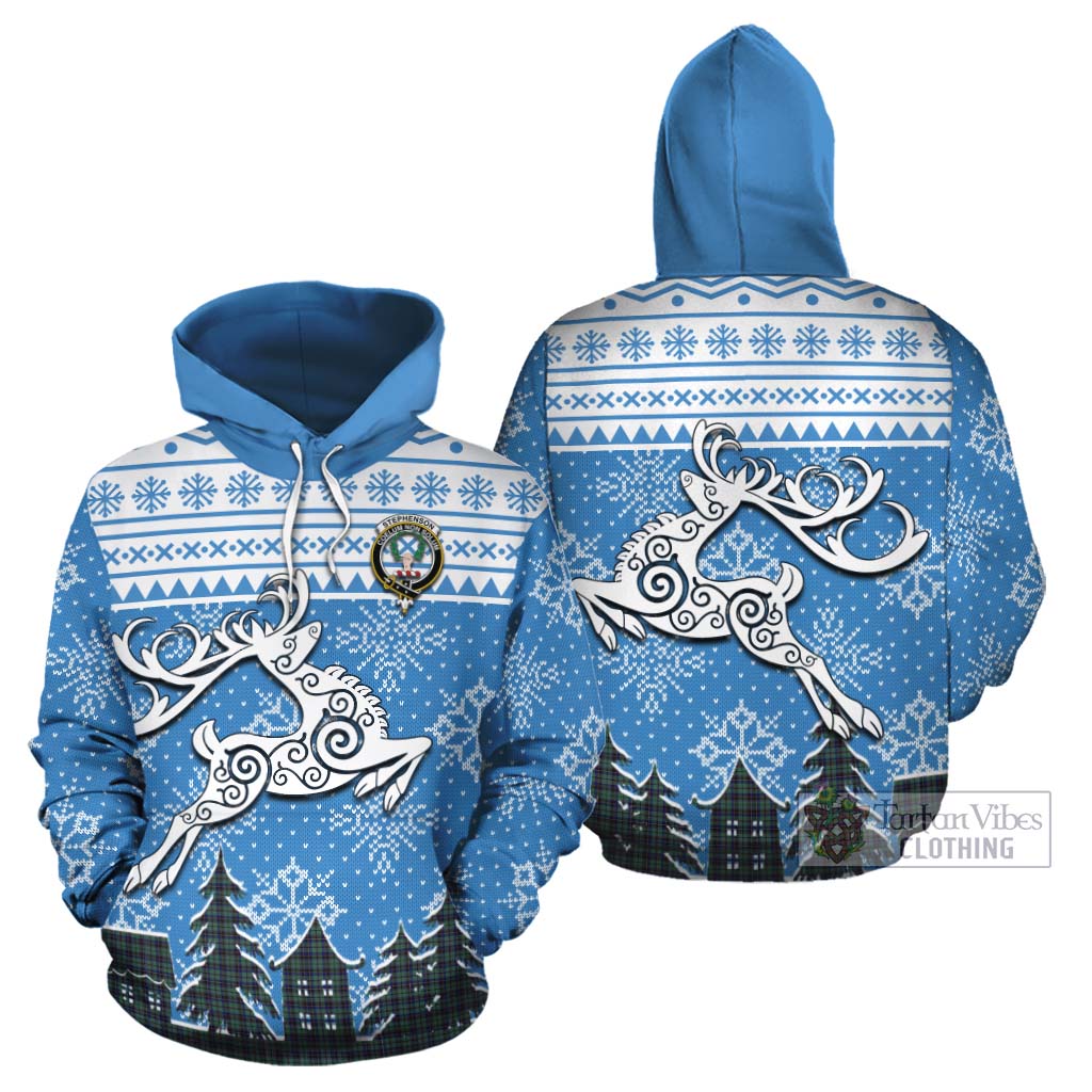 Stephenson (Stevenson) Clan Christmas Cotton Hoodie Celtic Reindeer Style Zip Hoodie - Tartan Vibes Clothing