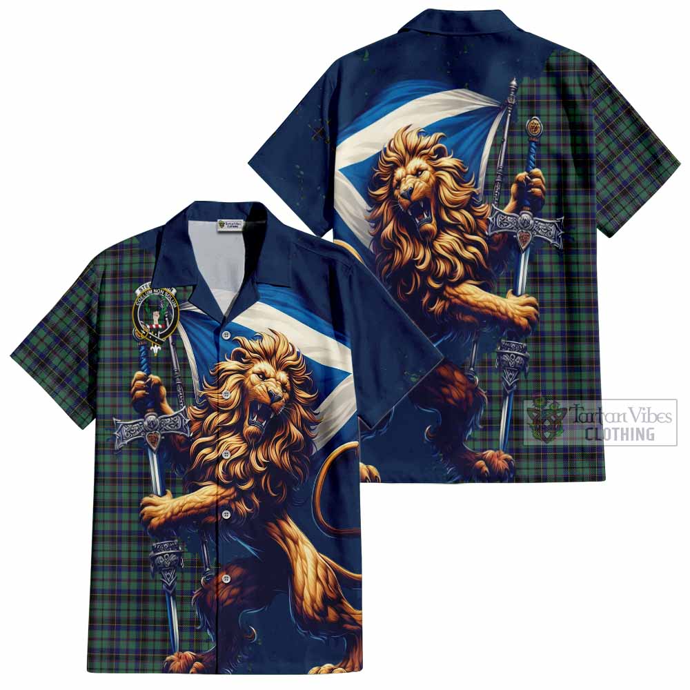 Stephenson (Stevenson) Tartan Family Crest Hawaiian Shirt with Scottish Majestic Lion - Tartan Vibes Clothing