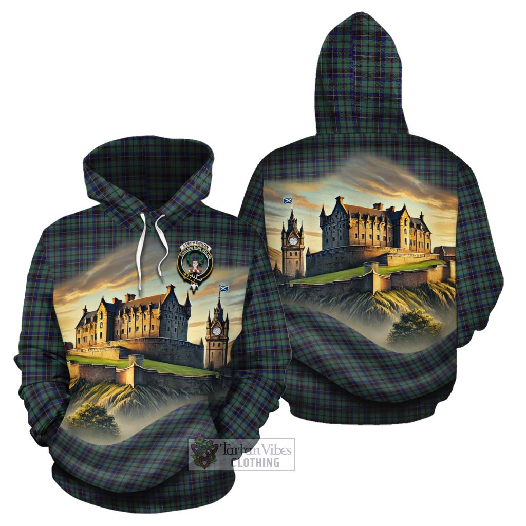 Stephenson (Stevenson) Tartan Family Crest Cotton Hoodie with Scottish Ancient Castle Style - Tartan Vibes Clothing