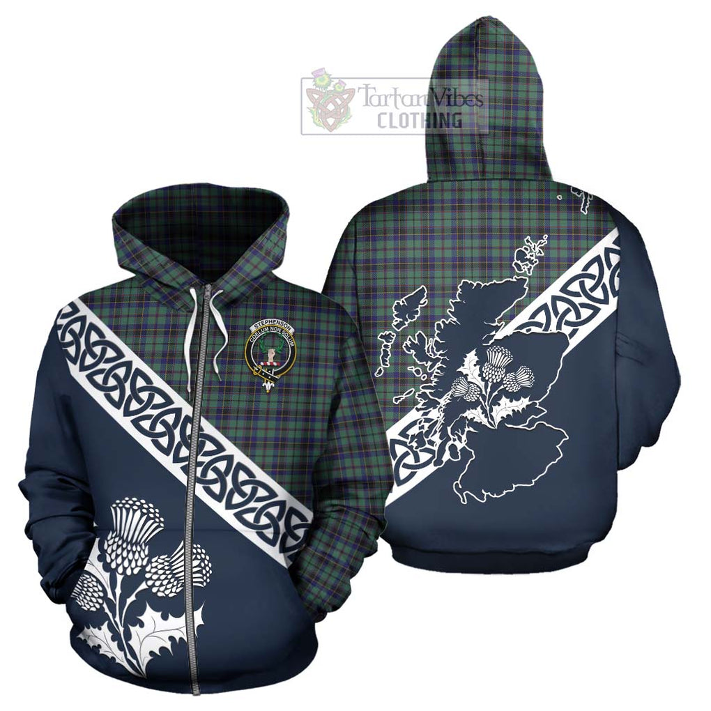 Stephenson (Stevenson) Tartan Hoodie Featuring Thistle and Scotland Map - Tartan Vibes Clothing
