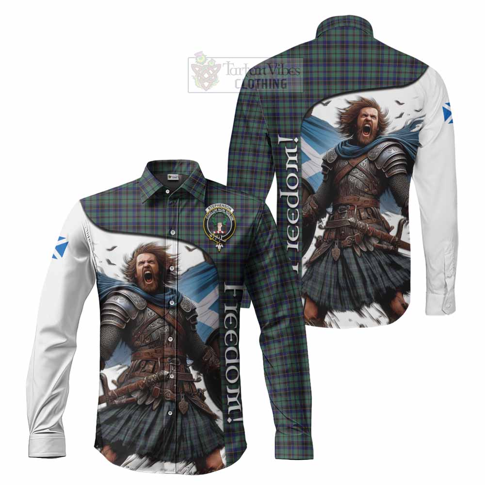 Stephenson (Stevenson) Crest Tartan Long Sleeve Button Shirt Inspired by the Freedom of Scottish Warrior - Tartan Vibes Clothing