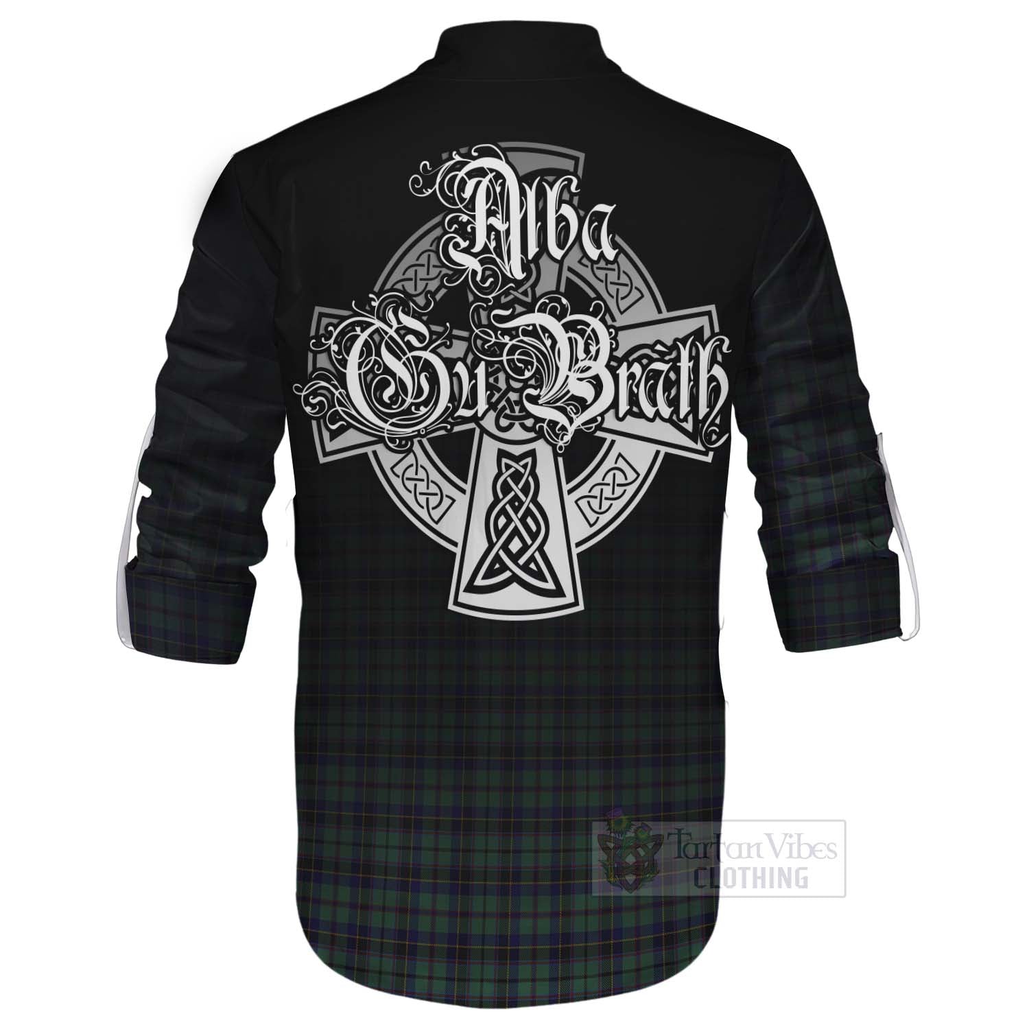 Tartan Vibes Clothing Stephenson (Stevenson) Tartan Ghillie Kilt Shirt Featuring Alba Gu Brath Family Crest Celtic Inspired