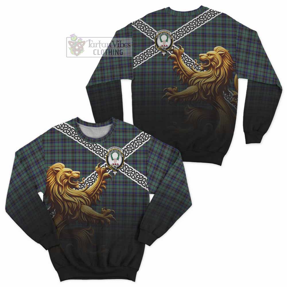 Stephenson (Stevenson) Crest Tartan Sweatshirt with Golden Lion Emblem Celtic Style - Tartan Vibes Clothing