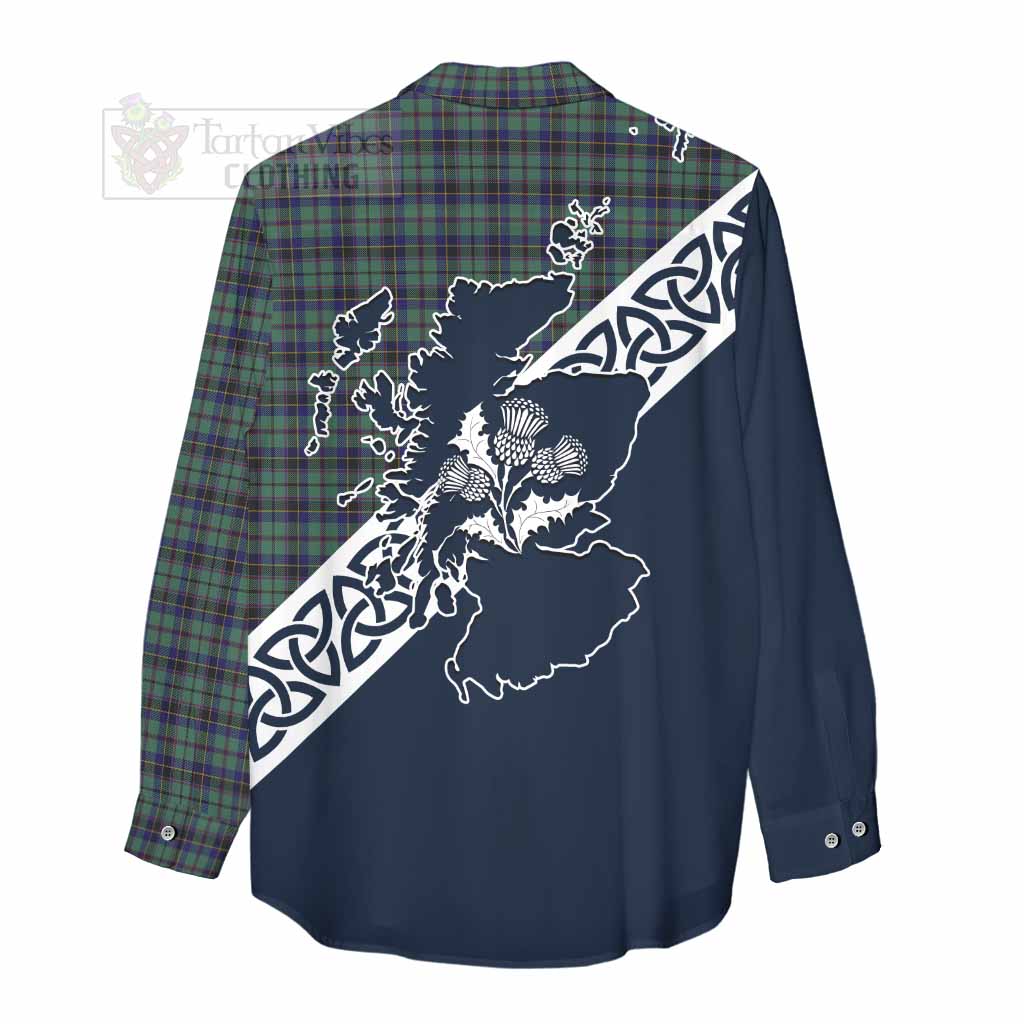 Stephenson (Stevenson) Tartan Women's Casual Shirt Featuring Thistle and Scotland Map - Tartan Vibes Clothing