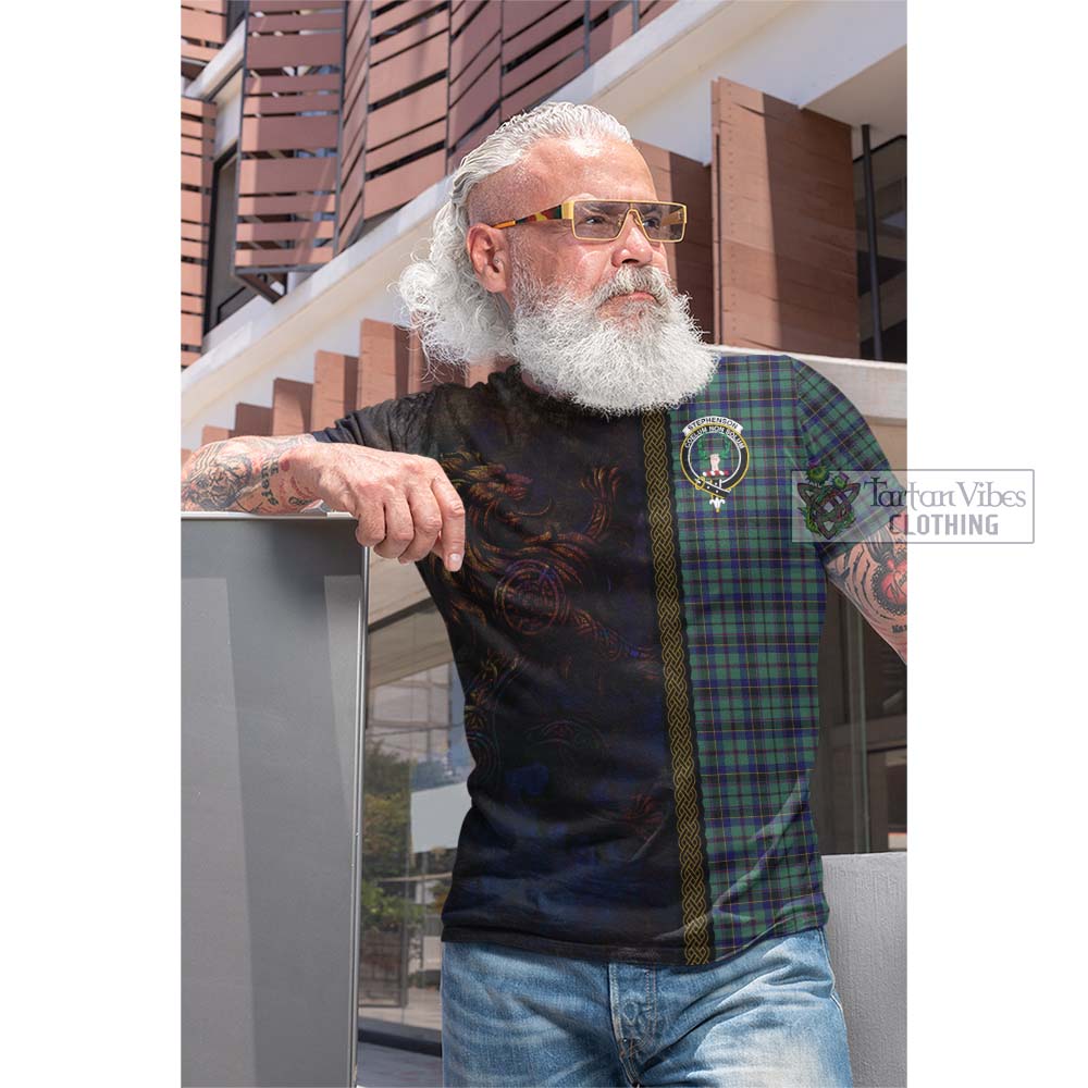 Tartan Vibes Clothing Stephenson (Stevenson) Tartan Family Crest Cotton T-shirt Alba Gu Brath Be Brave Lion Ancient Style
