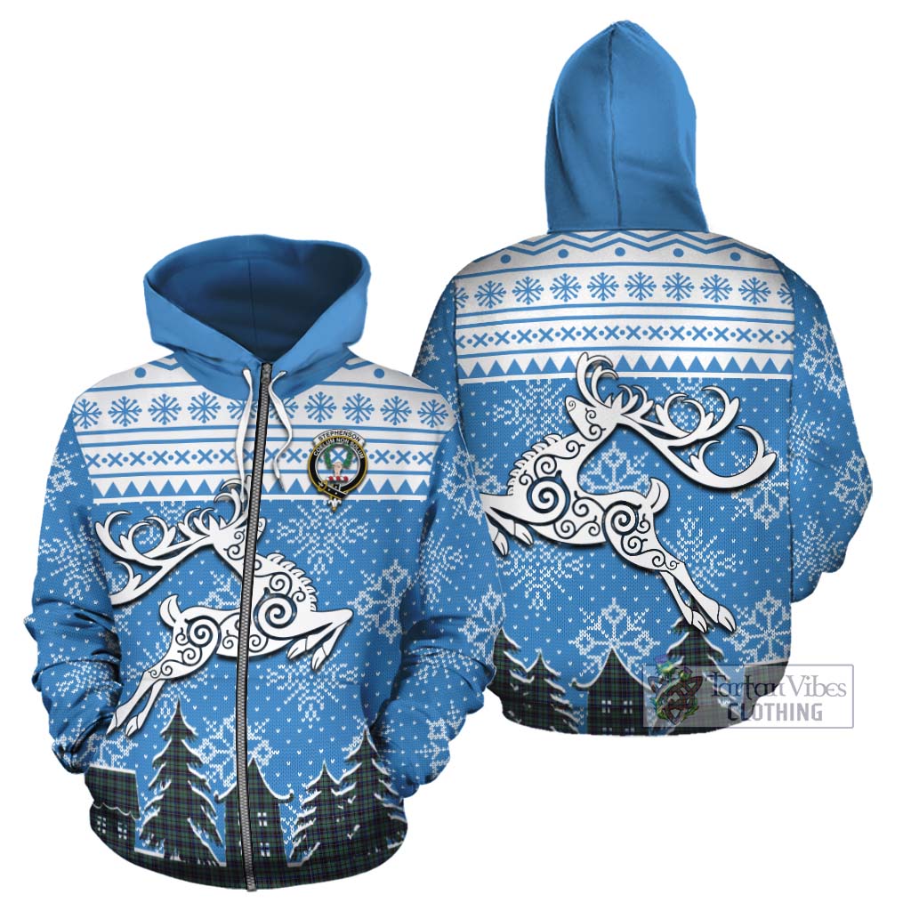 Stephenson (Stevenson) Clan Christmas Cotton Hoodie Celtic Reindeer Style - Tartan Vibes Clothing