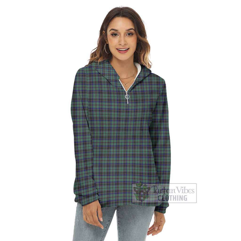 Stephenson (Stevenson) Tartan Women's Borg Fleece Hoodie with Half Zip - Tartan Vibes Clothing