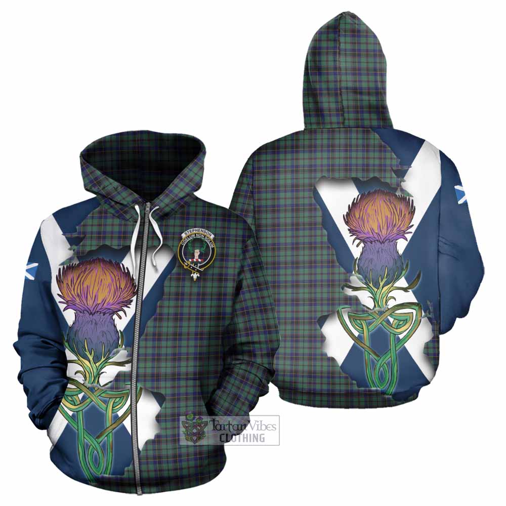 Tartan Vibes Clothing Stephenson (Stevenson) Tartan Family Crest Hoodie Scottish Thistle Celtic Inspired