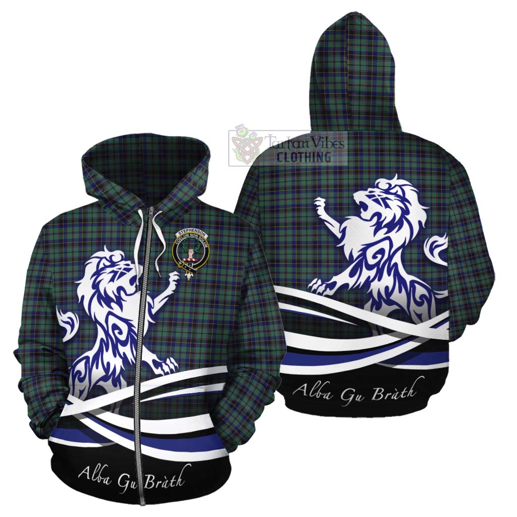Stephenson (Stevenson) Tartan Cotton Hoodie with Alba Gu Brath Regal Lion Emblem - Tartan Vibes Clothing
