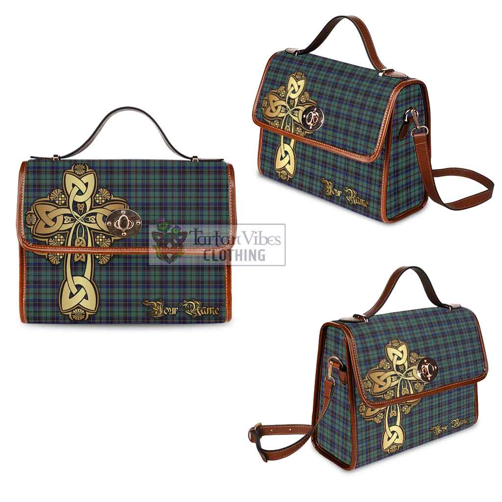 Tartan Vibes Clothing Stephenson (Stevenson) Tartan Waterproof Canvas Bag Golden Thistle Celtic Cross Style