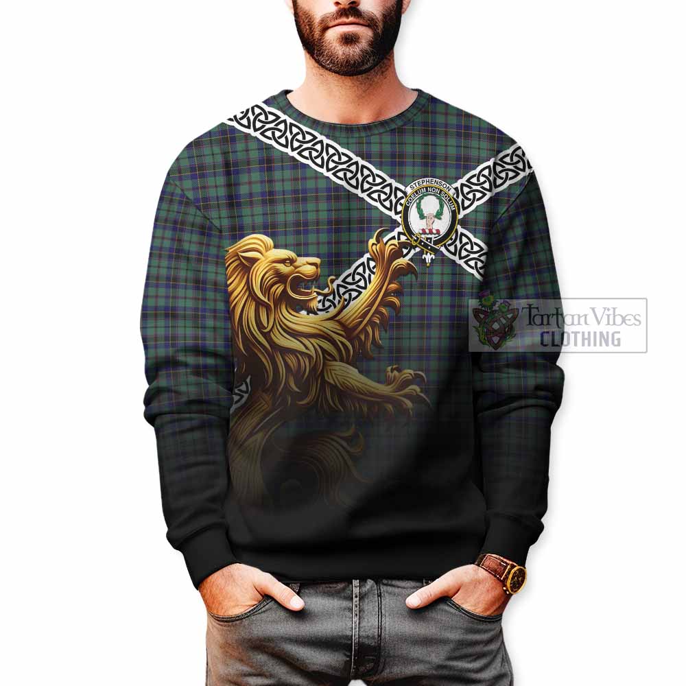 Stephenson (Stevenson) Crest Tartan Sweatshirt with Golden Lion Emblem Celtic Style - Tartan Vibes Clothing