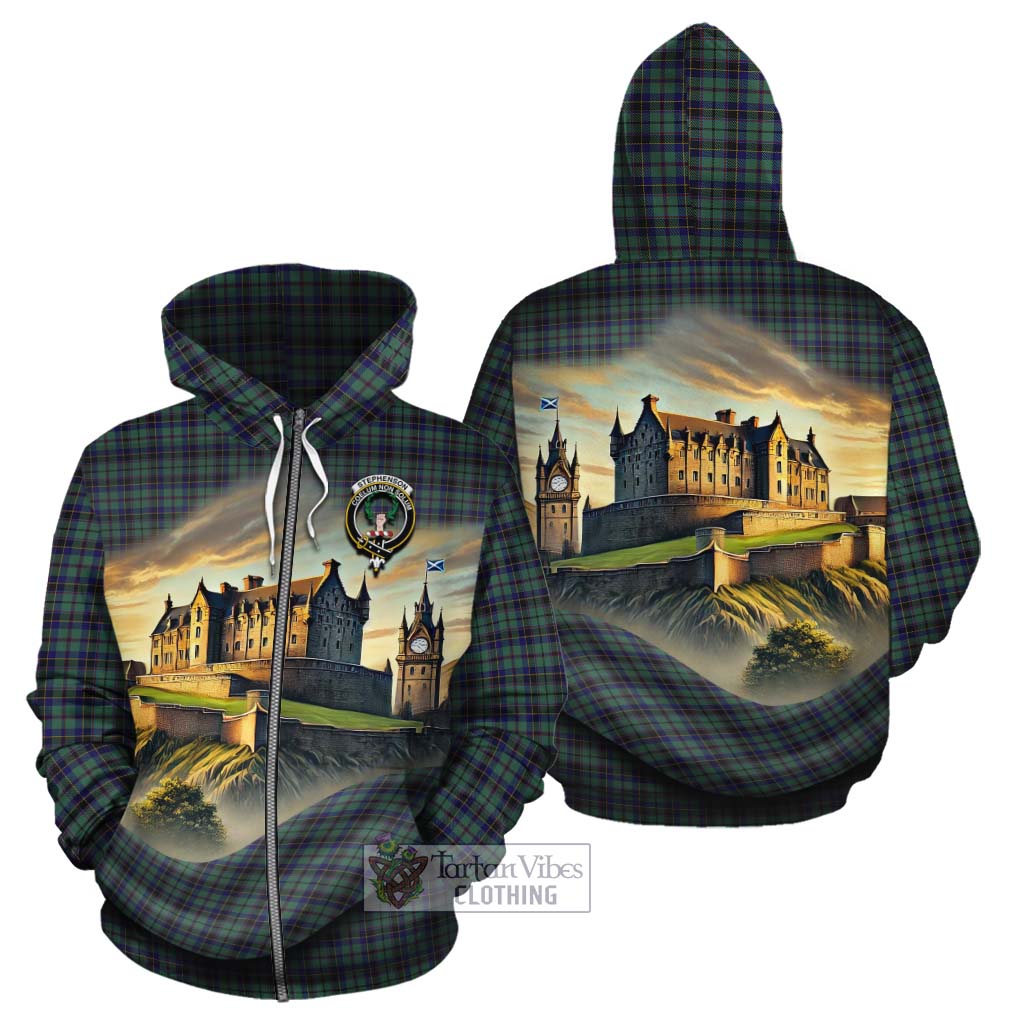 Stephenson (Stevenson) Tartan Family Crest Cotton Hoodie with Scottish Ancient Castle Style Zip Hoodie - Tartan Vibes Clothing