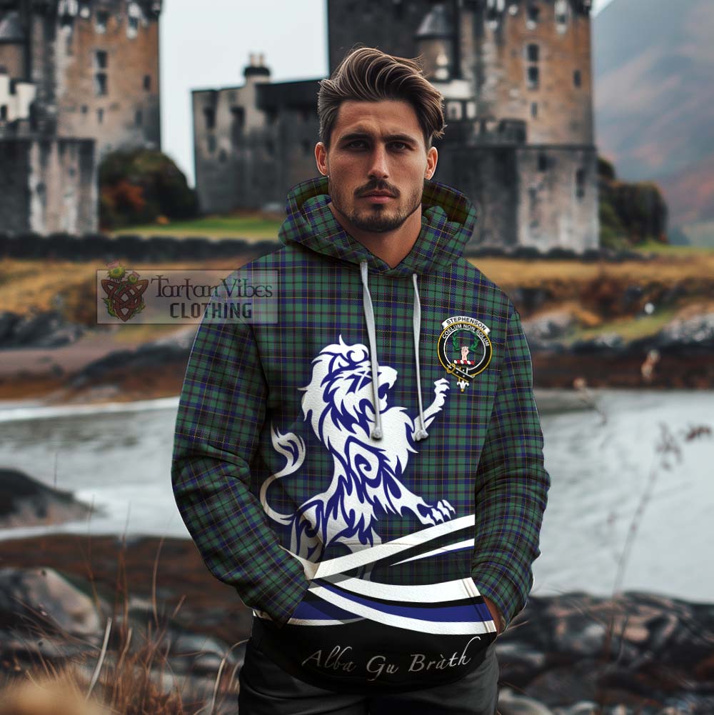 Stephenson (Stevenson) Tartan Cotton Hoodie with Alba Gu Brath Regal Lion Emblem - Tartan Vibes Clothing