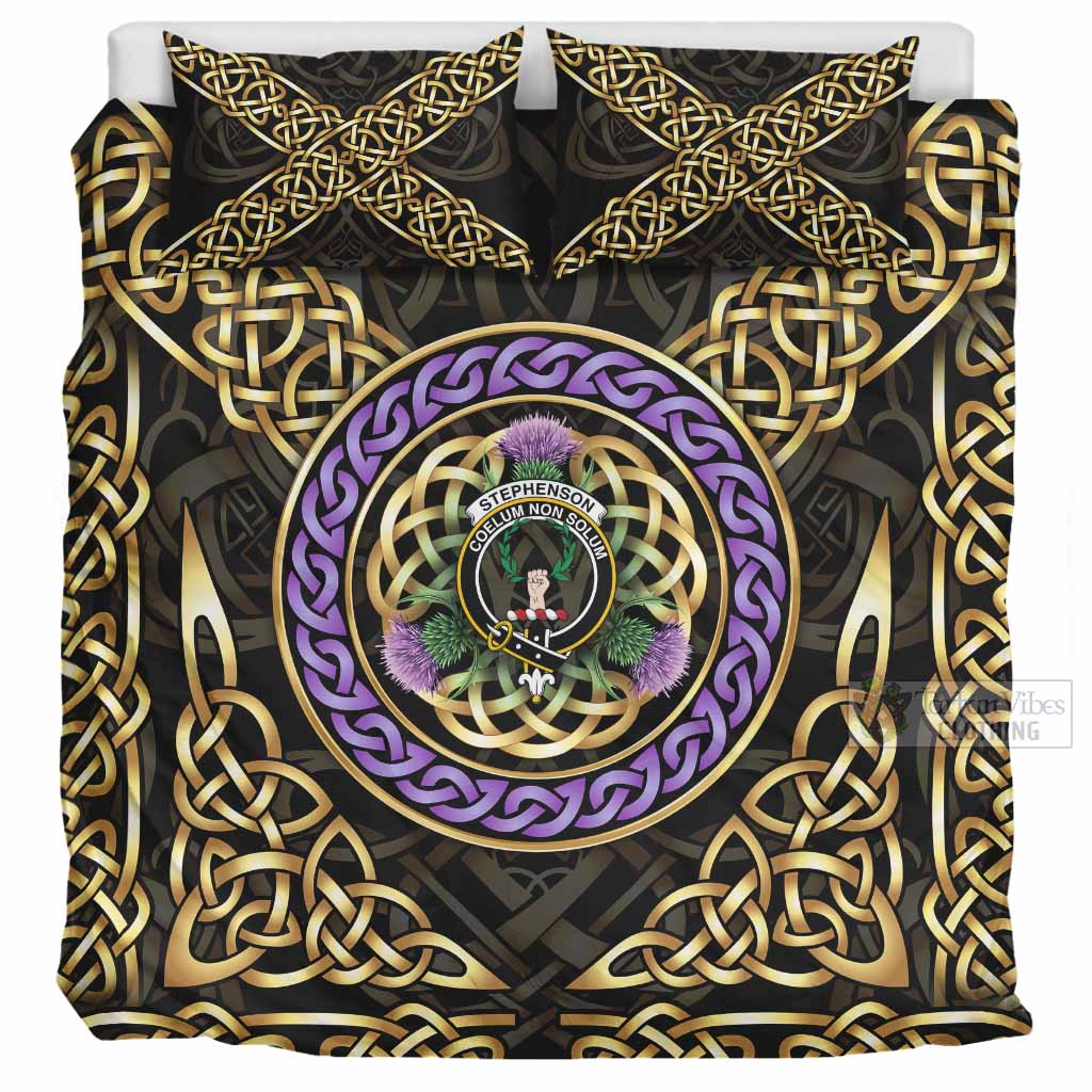 Stephenson (Stevenson) Clan Crest Bedding Set Celtic Scottish Thistle UK Bedding Set UK Super King 104*94 inch - Tartan Vibes Clothing