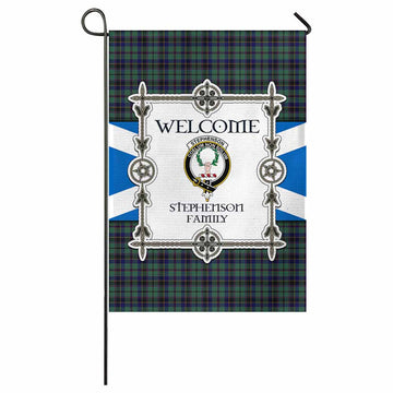 Stephenson (Stevenson) Family Crest Tartan Welcome Garden Flag Saltire Harmony Style