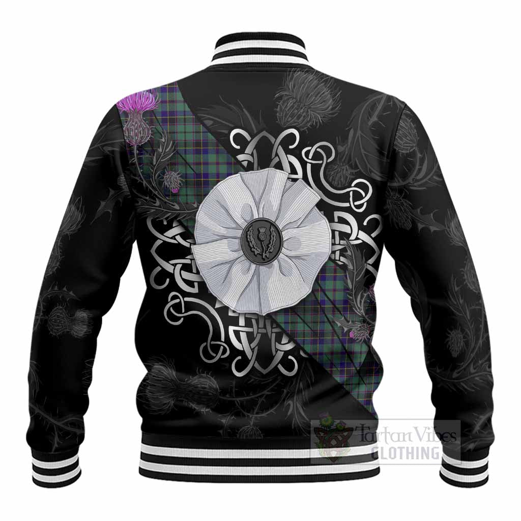 Stephenson (Stevenson) Tartan Baseball Jacket Jacobite White Rose - Tartan Vibes Clothing