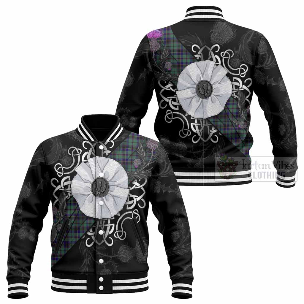 Stephenson (Stevenson) Tartan Baseball Jacket Jacobite White Rose - Tartan Vibes Clothing