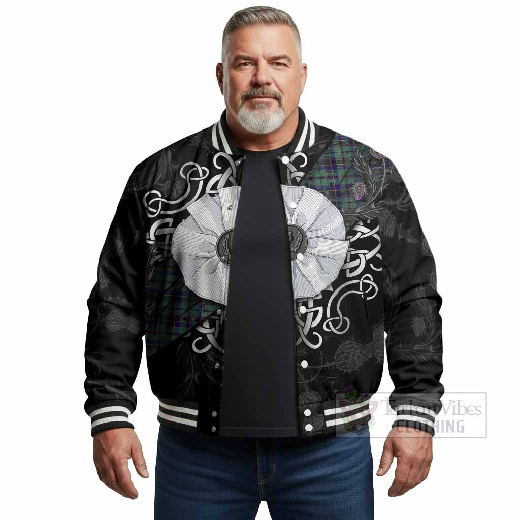 Stephenson (Stevenson) Tartan Baseball Jacket Jacobite White Rose - Tartan Vibes Clothing