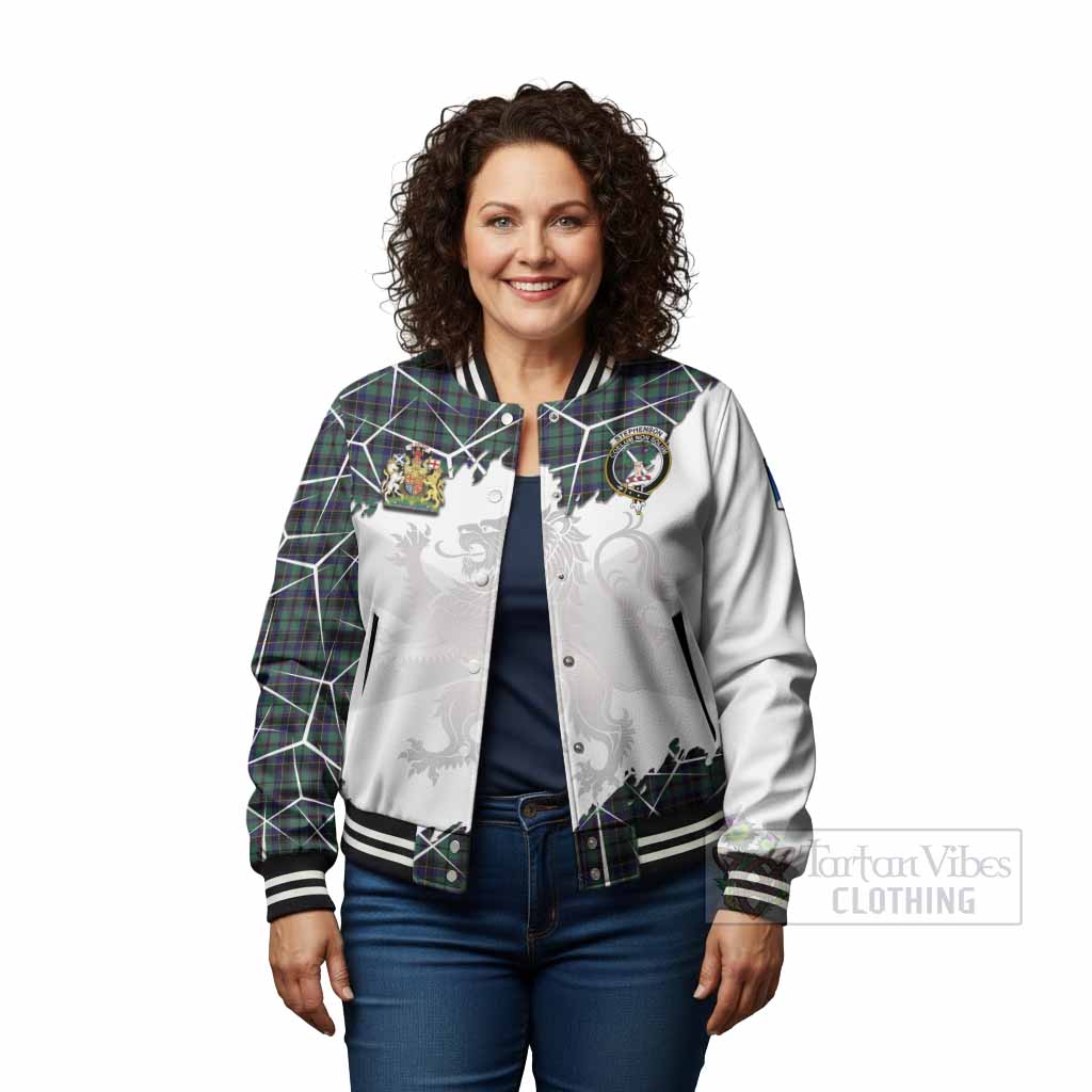 Stephenson (Stevenson) Tartan Baseball Jacket with Family Crest and Lion Rampant Grunge Style