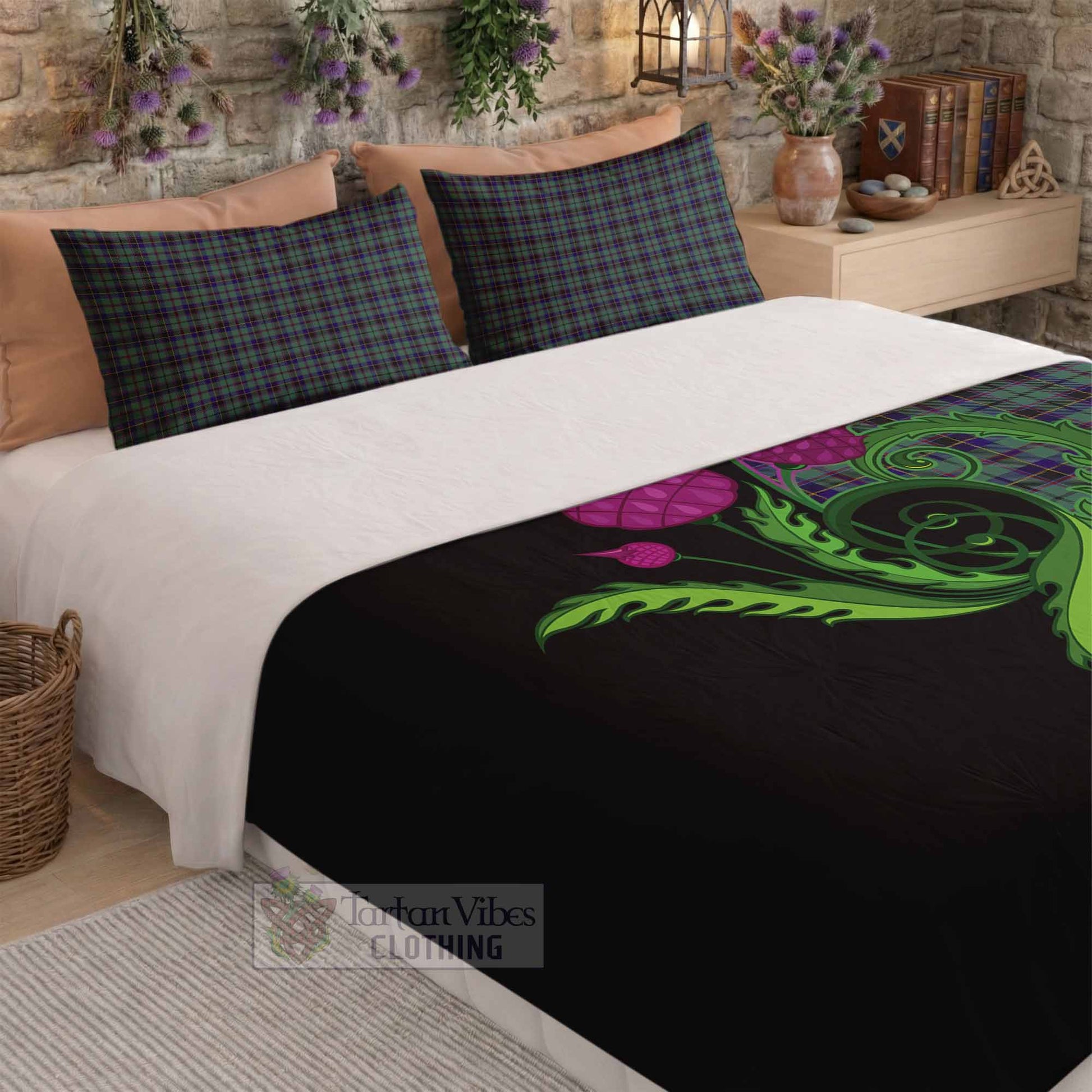 Stephenson (Stevenson) Tartan Bedding Set Traditional Scottish Thistle - Tartan Vibes Clothing