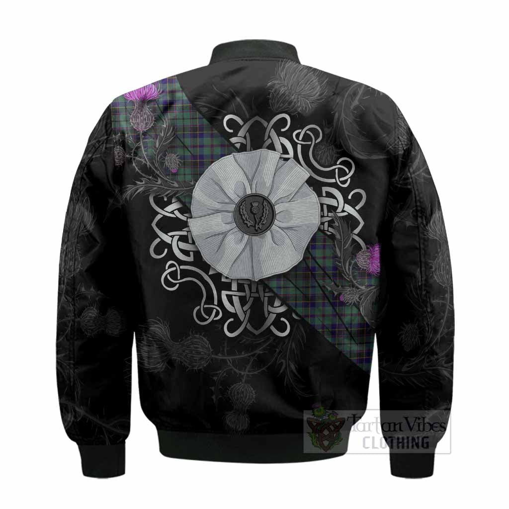 Stephenson (Stevenson) Tartan Bomber Jacket Jacobite White Rose - Tartan Vibes Clothing