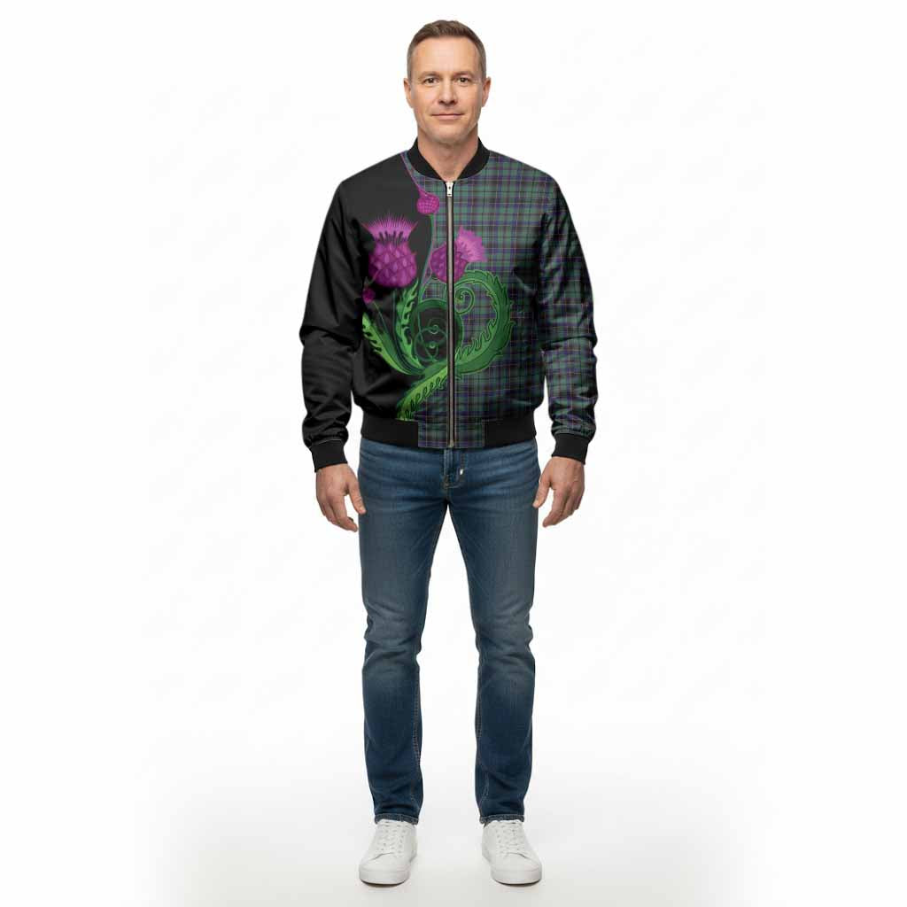Stephenson (Stevenson) Tartan Bomber Jacket Traditional Scottish Thistle