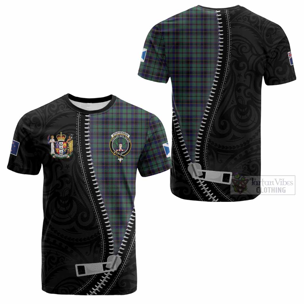 Stephenson (Stevenson) Tartan Cotton T-shirt New Zealand Pattern Unique Zipper Stylized