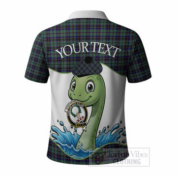 Stephenson (Stevenson) Tartan Crest Cute Nessie Polo Shirt Scottish Loch Ness Monster