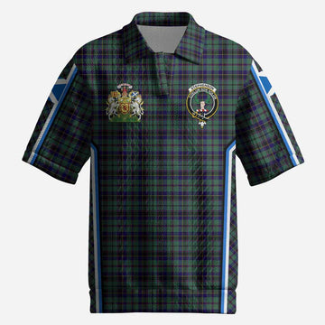 Stephenson (Stevenson) Tartan Crest Men’s Polo Sweater Top Scotland Coat of Arm Flag Style