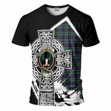 Stephenson (Stevenson) Tartan Crest T-Shirt Scottish Celtic Cross Heritage Kid's Shirt - Tartan Vibes Clothing