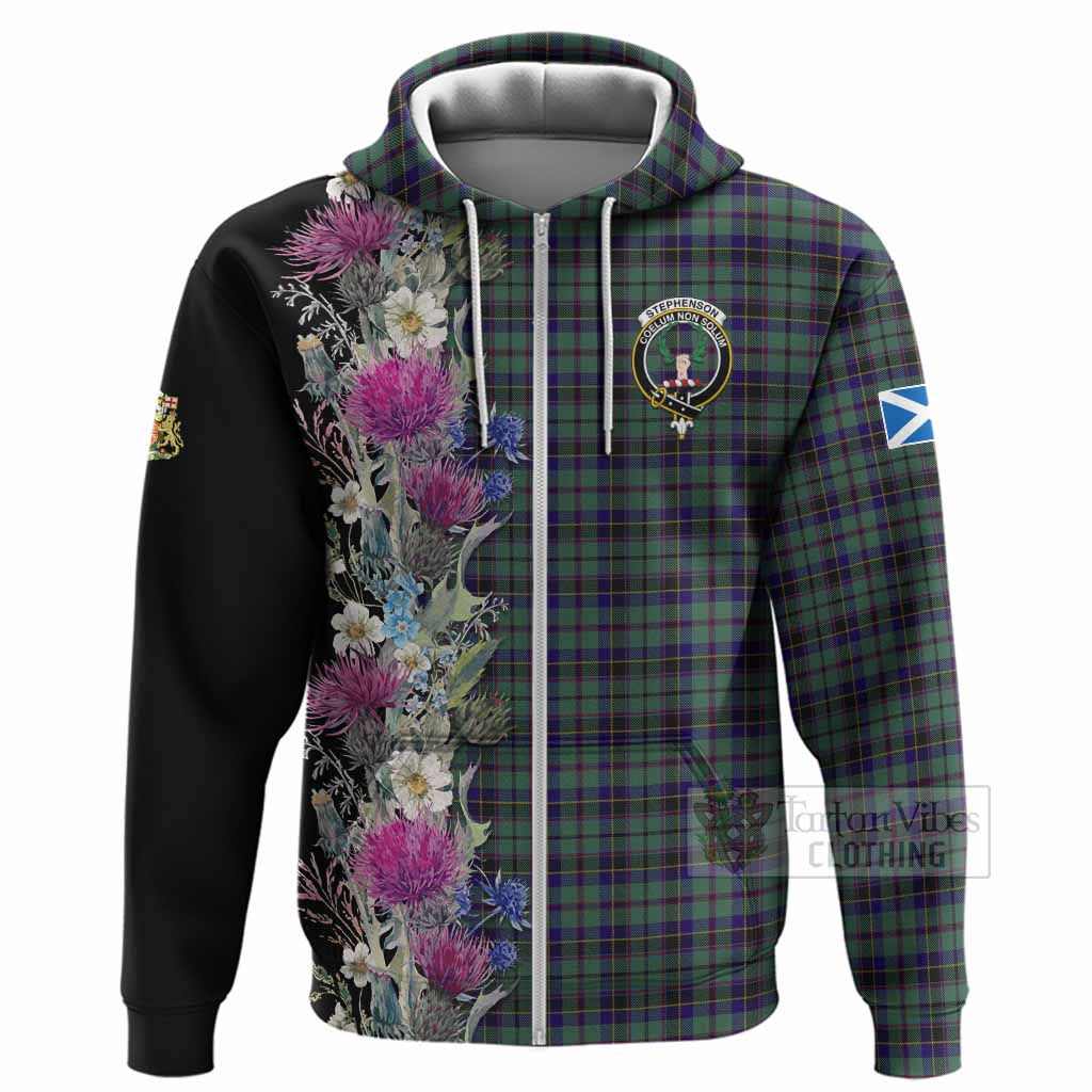 Stephenson (Stevenson) Tartan Crest Thistle Floral Hoodie