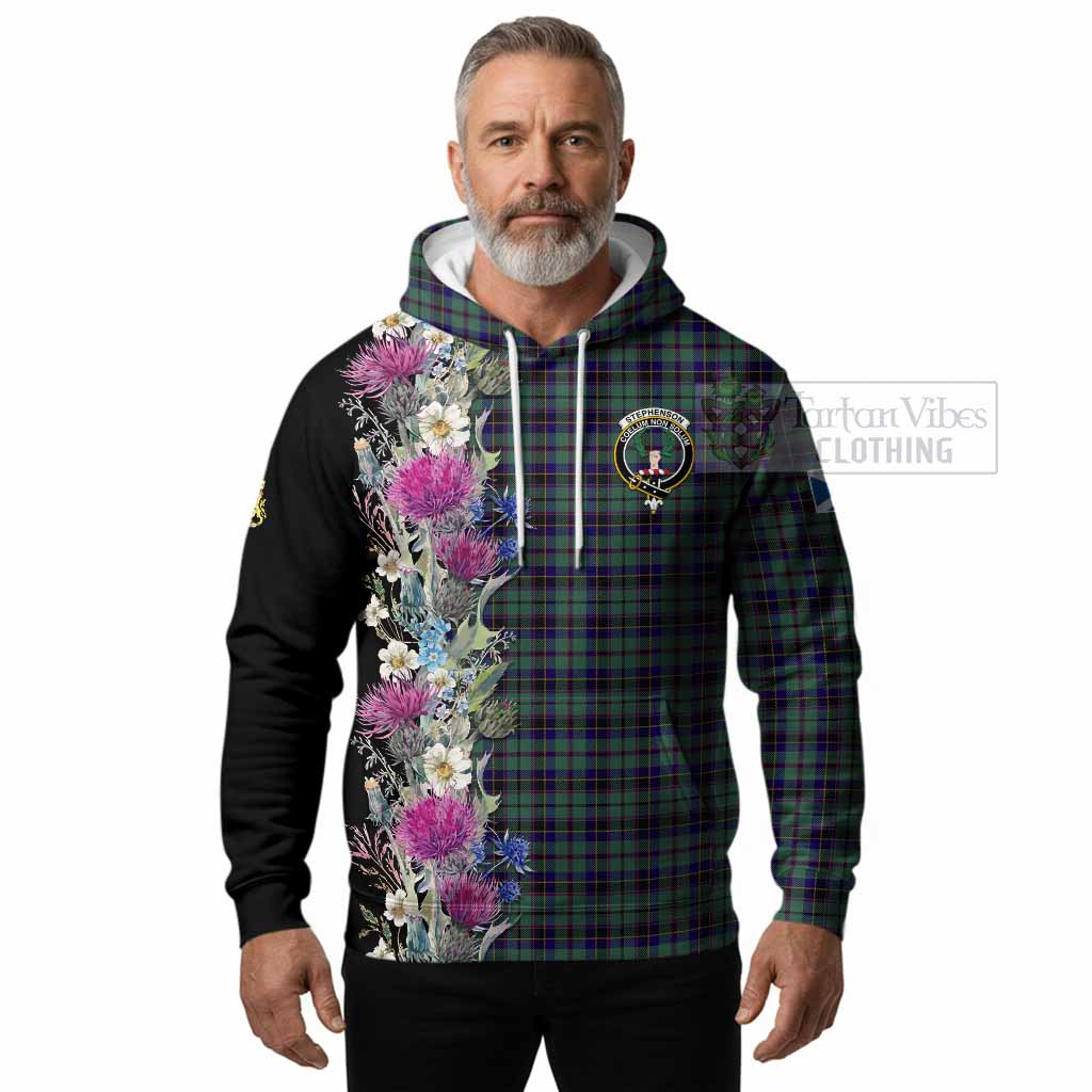 Stephenson (Stevenson) Tartan Crest Thistle Floral Hoodie