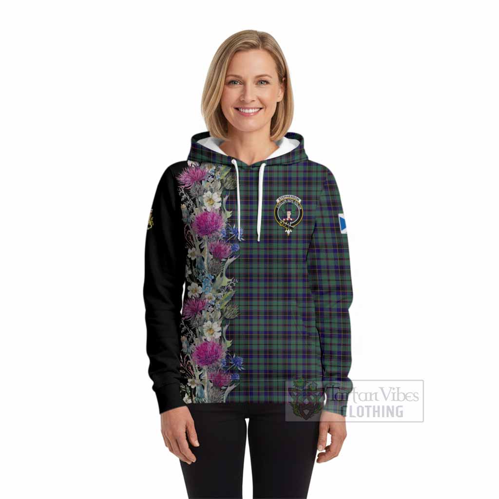 Stephenson (Stevenson) Tartan Crest Thistle Floral Hoodie