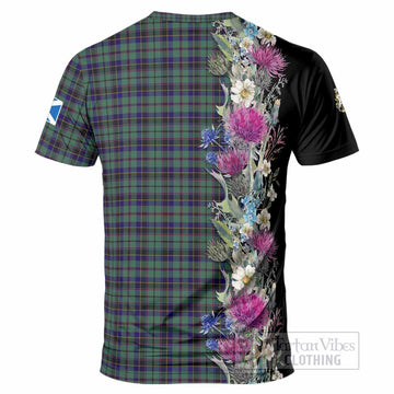 Stephenson (Stevenson) Tartan Crest Thistle Floral T-Shirt - Tartan Vibes Clothing