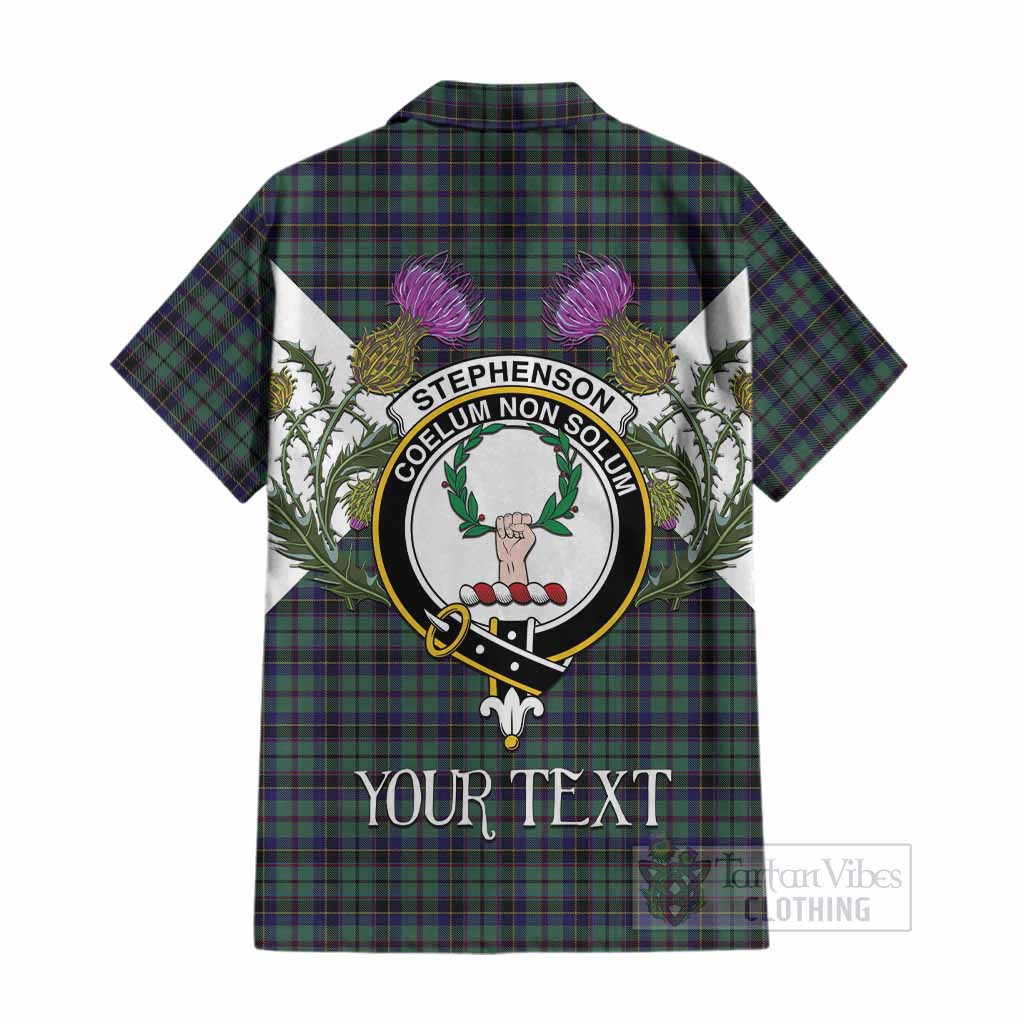 Stephenson (Stevenson) Tartan Family Crest Cotton Hawaiian Shirt Scottish Burns Night Thistle Floral