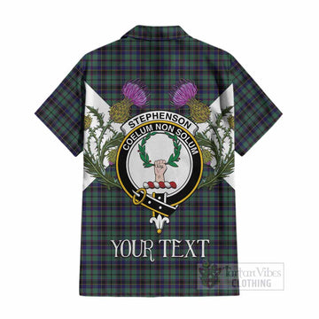 Stephenson (Stevenson) Tartan Family Crest Cotton Hawaiian Shirt Scottish Burns Night Thistle Floral